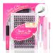 Calailis DIY eyelash Extensions Set 280 pieces D Curl individual eyelashes with eyelash adhesives and Sealer eyelashes remover and eyelash applicator lash extension set (30d kit)