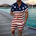 Fxbar Men's Patriotic American Flag Zipper Collar T-Shirt Set, Dark Blue, Large - Buy Online on GoSupps.com