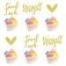 Arthsdite 24Pcs We Will Miss You Cupcake Toppers Glitter Red Love Heart Good Luck Cupcake Picks Retirement Theme Going Away Party Cake Decorations - Gold Glitter Gold Cupcake Toppers