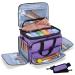 YARWO Knitting Yarn Bag, Portable Crochet Storage Tote with Double Top Cover and Yarn Holes for Knitting Needles(Up to 14), Unfinished Projects and Skeins of Yarn, Purple