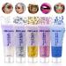 Body Glitter Gel Vegena 5 Bottle Glitzer Face Chunky Glitter make -up carnival face glitter for cosmetics face hair lips nails festival party make -up (white+silver+gold+pink+blue)
