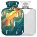 NAANLE hot water bottle with cover marble galaxy wave transparent hot water bottle heat bottle for back pain relief handfoot warmer neck hot and cold therapy 2l