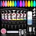 Morovan Poly Gel Nail Kit - Glow in the Dark Poly Nail Gel Kit 7 Colors Nail Extension Gel Builder Gel Manicure Kit for Nail Art Starter Kit Purple