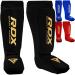 RDX Shin Guards Kickboxing Muay Thai, SATRA Approved, MMA Leg Instep Protection Pads, Sparring Training Martial Arts Boxing, Elasticated Padded Protector, Karate BJJ Taekwondo Gear, Men Women Black Medium