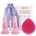 Silicone Facial Cupping Therapy Set - Eye and Face Vacuum Massage Cup Kit - 4 Cups + Free Exfoliating Brush - Anti-Wrinkle and Anti-Aging Effect - 100% Hygienic