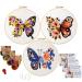 Anidaroel 3 Sets Butterfly Flower Pattern Embroidery Starter Kit for Beginners  Stamped Cross Stitch Kits for Beginners Adults Include Embroidery Fabric Embroidery Hoop Threads and Needles