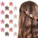 cobee 16PCS Flower Hair Clips Crystal Rhinestone Petal Hair Clip Small Hair Clip Mini Hair Claw Clip Fashion Hair Accessories for Women Girl Birthday Wedding Party Daily (Black Beige Pink Orange)
