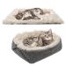 PUPTECK Self Warming Cat Bed - Soft Plush Thermal Cat Heated Mat Non-Slip for Cats Puppies Small Dogs Cold Days Sleeping Khaki