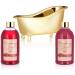 BRUBAKER Cosmetics Bath and Shower Set - Cranberry Love 6-Piece Gift Set in Golden Decorative Tub | Perfect for Gifting - Buy Online on GoSupps.com