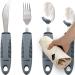 BunMo Adaptive Utensils for Elderly/Arthritis/Weak Hand Grip & Handicapped - Convenient Travel Pouch (4 Piece Set)