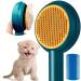 Cat Brush Dog Brush FurGroom Cat Comb Cat Grooming Self Cleaning Brush for Long or Short Haired Cats Slicker Pet Brush for Kitten Puppy Massage to Remove Loose Mats Undercoat Tangles and Shed Fur Blue