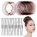 50 Pcs Hair Nets for Buns - 20 Inches Invisible Elastic Edge Mesh Bun Set with 40 Hair Bobby Pins  Hair Donuts for Bun  Hair Bun Maker for Ballet Dancer Kitchen Food Service  Women & Wig (Brown)