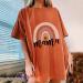 Mama Rainbow Print T Shirt for Women - Funny Letter Graphic Tee - Plus Size Summer Casual Blouse - D-Orange Large - Buy Online on GoSupps.com