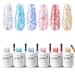 GELLEN Glitter Gel Nail Polish  6 Colors Sparkle Gel Polish Kit Gold Silver Pink Red Colors  Trendy Diamond Shine Nail Gel Polish Set Home Salon DIY Manicure Kit Glitter Charm