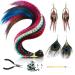 Feather Hair Extensions 16 Inches 50 Strands Colored Hair Extensions with Rooster & Peacock Feather Earrings Hair Feathers Extensions Kit with Simple Tools for Women Girls Christmas Hair Accessories 10 Colored Hair Extensions & Feather Earrings