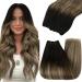 Youngsee Tressen Real Hair Balayage Black Real Hair 40cm Weaving Hair Extensions Weft Real Hair Tress Weaven Extensions Real Hair Black Ombre Brown Blond Hair Gresses Real hair 100g #1b/4/27 40 cm 2-stresses- #1b/4/27