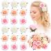 Geyoga 36 Pcs Multicolor Rose Hair Clip Medium Flower Hairpin Handmade Elegant Pink Flower Brooch Floral Clips Flower Hair Accessories for Woman Girl Party Wedding Bridesmaid Bridal Head Piece