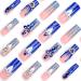 French Tip Press on Nails - Long Press On Nails with Nail Tips Blue sparkling Rhinestones fake nails Golden Love heart Design press on nails Acrylic False Nails Cute Artificial Nails - Buy Online on GoSupps.com