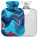 Naanle hot hot water bottle with cover red blue marble transparent hot water bottle heat bottle for back pain relief handfoot warmer neck warmth and cold therapy 2l