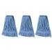 Matthew Cleaning Heavy Duty Mop Head Commercial Replacement for General and Floor Cleaning, Wet Industrial Blue Cotton Looped End String Head Refill (Pack of 3) Blue Blue 3 Count (Pack of 1)