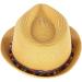 Funky Junque Women's Adjustable Multicolor Woven Short Brim Fedora Hat with UPF50+ Protection and Colored Mini Pom - Natural - Buy Online on GoSupps.com
