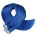 Tape in - on hair extensions - # Blue - 60cm - 60 Tresses 4cm wide / 2.5g - 100% Remy real hair hair extension / extension with adhesive tape Tress by Novon Hair Extenations 60 Tressen - 60cm / 2.5g 150g each