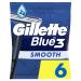 Gillette Blue3 Smooth disposable razor men 6 razors with triple blade wet razor with 40 movable swivel head slide stripes with Comfortgel technology 6 pieces (1 Pack)
