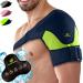 Sport shoulder bandage for men & women with cooling pads gel cold heat therapy - support of the rotator cuff - neoprene adjustable shoulder bandage left & right arm (s/m green) S/m green
