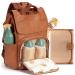 Baby Uma diaper bag with diaper pad - diaper backpack with isolated bottle holders diaper bag with large capacity for on the go synthetic leather diaper bag stroller backpack with laptop compartment camel brown