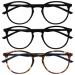 Opulize MET - Reading glasses Blue light filter 3 Pack slim round frame spring hinges improves sleep computer gaming reflective black brown men bbb60-112 +3.50 +3.50 diopters black / black / brown dark blue
