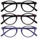Opulize zen reading glasses 3 Pack Small round frame spring hinges scratch-resistant matt black dark brown purple men women rrr24-125 +2.00 black / dark brown / purple +2.00 diopters