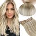 Runature clip real hair extensions natural hair extension clip in real hair smooth extensions clip in remy real hair ash brown with platinum blonde 50g 45cm 18 inch #8P60 45cm-3PCs #8P60