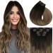 Vivien real hair extensions clip in balayage clip in real hair extensions remy real hair clip in extensions darkest brown fading with ashblond #2/6/18 45cm 120g/7PCs 18 inch 120g clip 1-1 CP #2/6/18
