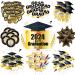 72pcs Graduation Cupcake Toppers 2024 Cake Topper Decorations Black and Gold Class of 2024 Congrats Grad Theme Party Supplies Graduate Party Cake Picks