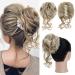 S-Noilite Claw Clip Messy Bun Hair Pieces Tousled Updo Hair Bun Hair Chignon Curly Wavy Hair Scrunchies Synthetic Ponytail Hair Extensions for Women - Dark Blonde to Bleach Blonde 27T613