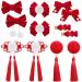 6 Pair Chinese Festival Accessories Chinese New Year Baby Hair Clips Chinese Hair Accessories Christmas Hair Bows Girls Pom Pom Hair Clips Chinese Furry Balls Bows Tassels Hair Clips for Kids Festival