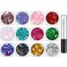  laxreheye Face & Body Glitter Face Makeup Glitter 12 Bright Colors Carnival Supplies Festive Makeup with Quick Dry Glue for Box - Buy Online on GoSupps.com