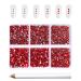 Beadsland 7200PCs flatback rhinestones clear street stones nail gemstones round crystal rhinestones for handicrafts mixed 6 sizes with wax pencil kit SS3-SS10 light red light Siam