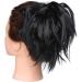 Tousled Updo Messy Bun Hair Piece | Synthetic Wavy Bun Extension | Fluffy Updo Scrunchy Chignon in Dark Black - Buy Online on GoSupps.com