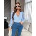 Fayenne Womens Tops Deep V Neck Cross Wrap Sexy Tops Polka Dot Mesh Long Sleeve T Shirt Casual Blouses XL Light Blue - Buy Online on GoSupps.com