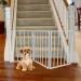 Petmaker 24-Inch White Wooden Indoor Dog Gate - Freestanding Accordion Style Fence for Doorways, Stairs or House - Buy Online on GoSupps.com