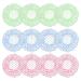 Lusofie 12 piece shower hood ladies shower cap waterproof shower cap women reusable elastic plastic shower hoods for long -haired shower spa salon (27 cm blue green pink))