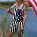 Malaidog American Flag Denim Overalls | Patriotic Rompers | Adjustable Strap Shorts | Type B Large - Buy Online on GoSupps.com