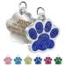 Trimming Shop Dog Tags for Pets Personalised Engraved Dog Cat Pet Tag ID Collar Tags 25mm with Glitter Paw Print Custom Stainless Steel Dog Name Tag for Puppy Pet Dogs Kitten Kitty Royal Blue