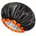 mikimini Black Large Shower Cap for Women Long Hair  Double Layers Waterproof Bathing Hair Cap with Reusable Soft Comfortable PEVA Lining  Cute  Non-fading & Stretchy Shower Hat X-Large Pack of 1 XL/1PC Black+Orange