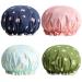 Shower Caps, 4 Pack Bath Cap for Women Waterproof Double Layered Elastic Shower Cap Blue-Pink-Green-Lightgreen