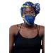 satsuma 100% Wax Cotton Women African scarf Ankara Print Extra Long Head Wrap or Face Mouth Cover | Headband Lightweight Turban Tie  Blue 4  22''x72'' (H04-519)