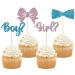 Gyufise 36Pcs Boy or Girl Cupcake Toppers Glitter Bow Tie Cupcake Picks Baby Shower Cake Topper Decorations for Kids Birthday Gender Reveal Party Cake Decorations Supplies