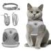 Escape Proof Cat Harness and Lead Set Soft Mesh Puppy Harness Adjustable Soft Cat Walking Jackets Breathable Cat Leash Comfortable Kitten Harness for Large Medium Small Pets Walking Grey(XS)