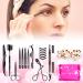 Extrema Beauty 20 in 1 Eyebrow & Eyelash Tweezers Kit  Brow & Lash Shaping Grooming Tools Comb  Trimming Care Set Bundle With a Head Band & Cosmetic Bag